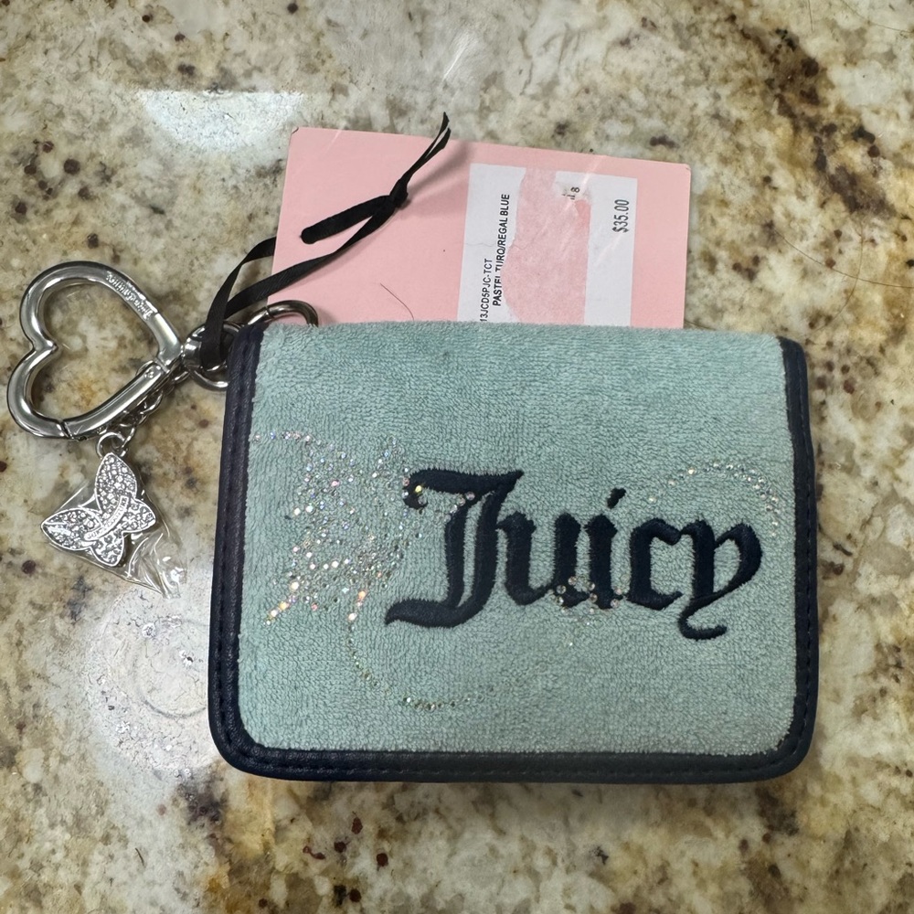 Juicy Couture Teal Wallet with Heart Keychain